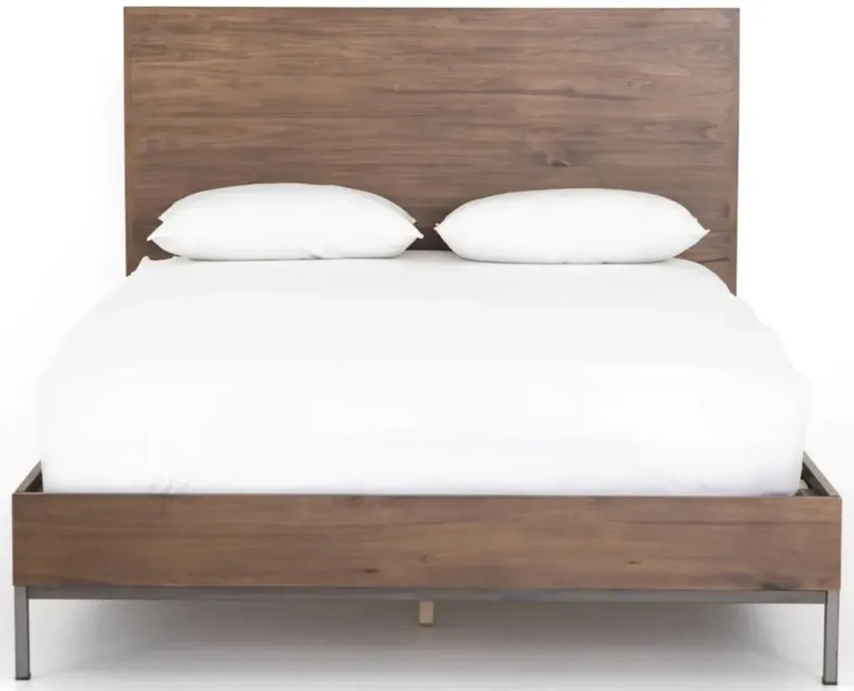 Theodore Industrial Loft Brown Wood Iron Frame Bed - King
