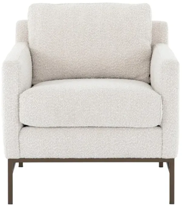 Lilian Industrial Off White Performance Boucle Bronze Iron Frame Arm Chair