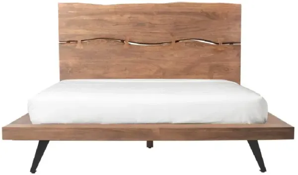 Atlas Rustic Lodge Brown Solid Acacia Wood Platform Bed - King