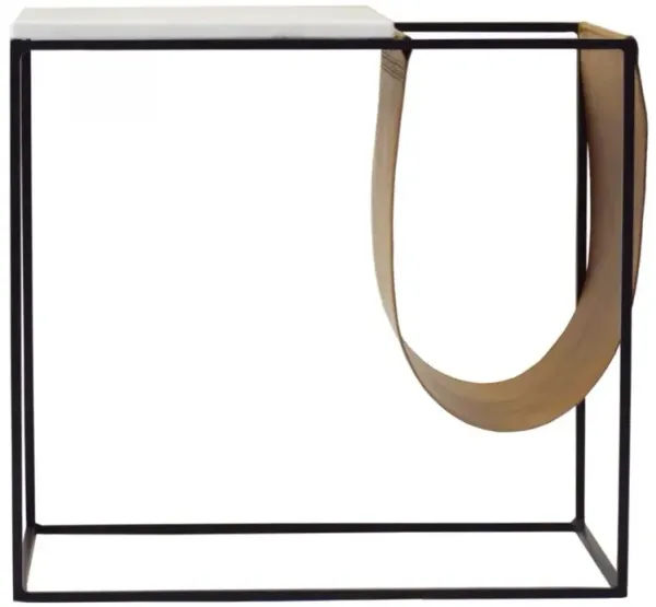 Ceve Rustic Lodge White Marble Top Sling Iron Magazine Holder