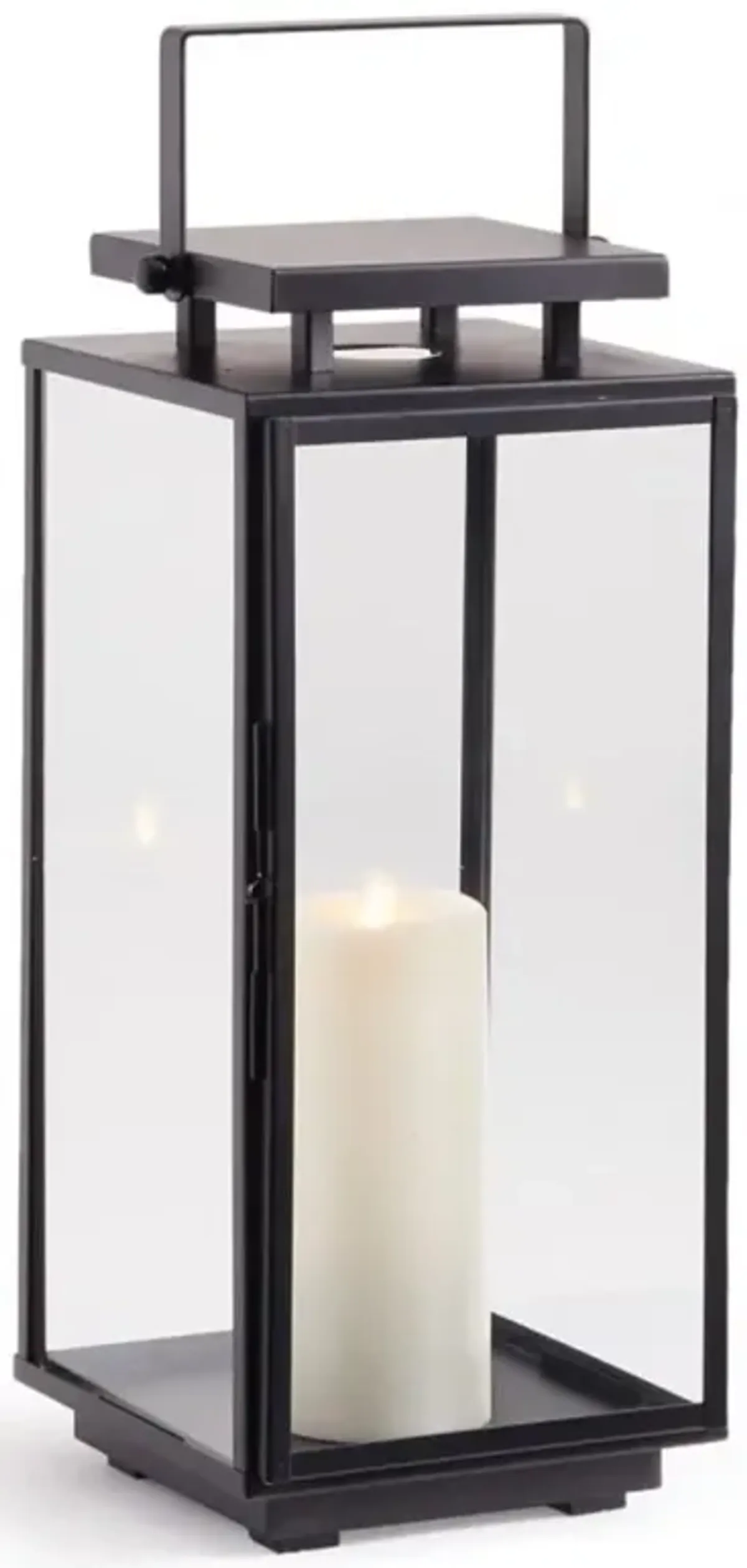 Leia Industrial Loft Black Metal and Glass Candle Outdoor Lantern - Small