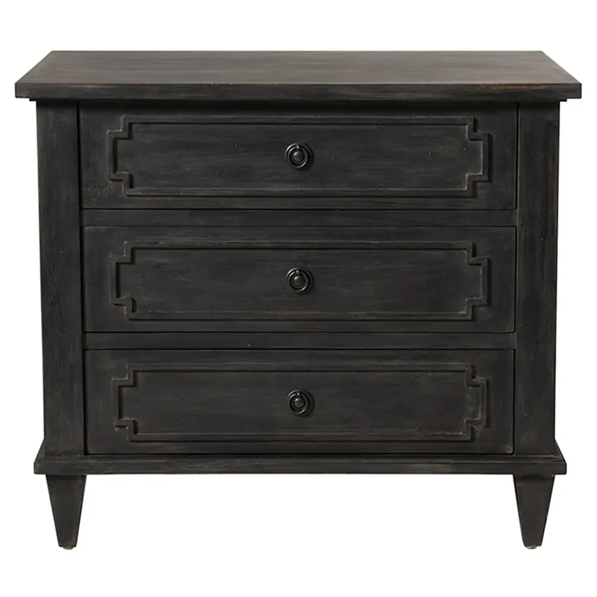 Sylvette French Country Black Wood Nightstand