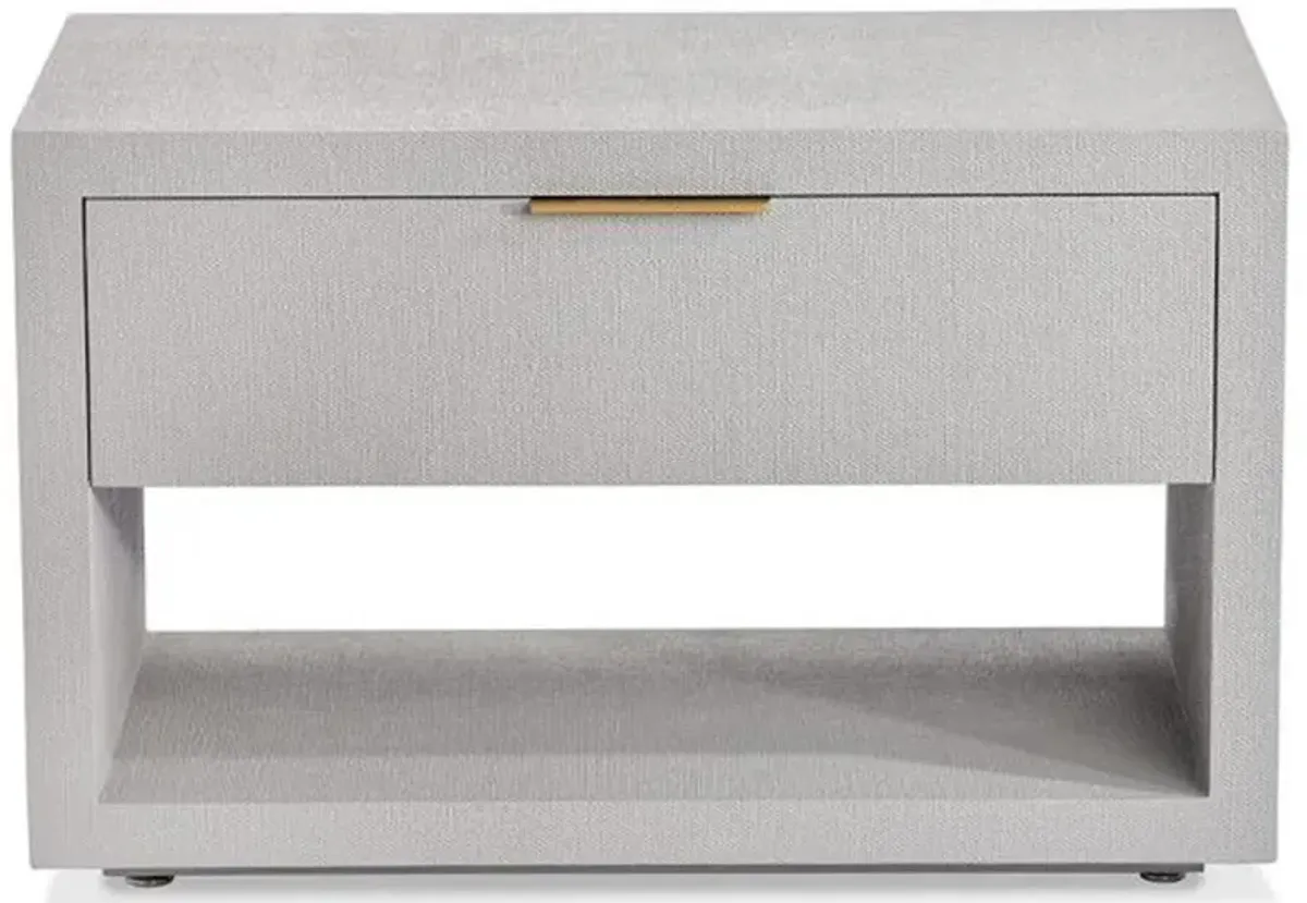 Montaigne Modern Classic Grey Upholstered Wood Nightstand
