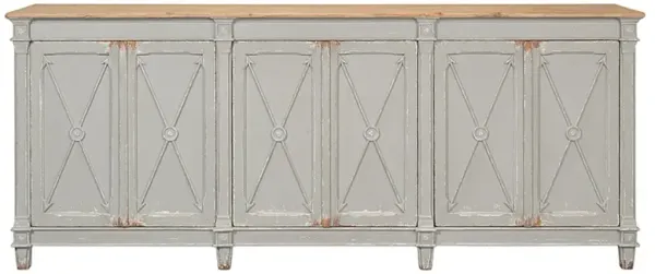Margot French Country Antique Grey Wood Sideboard - 96"