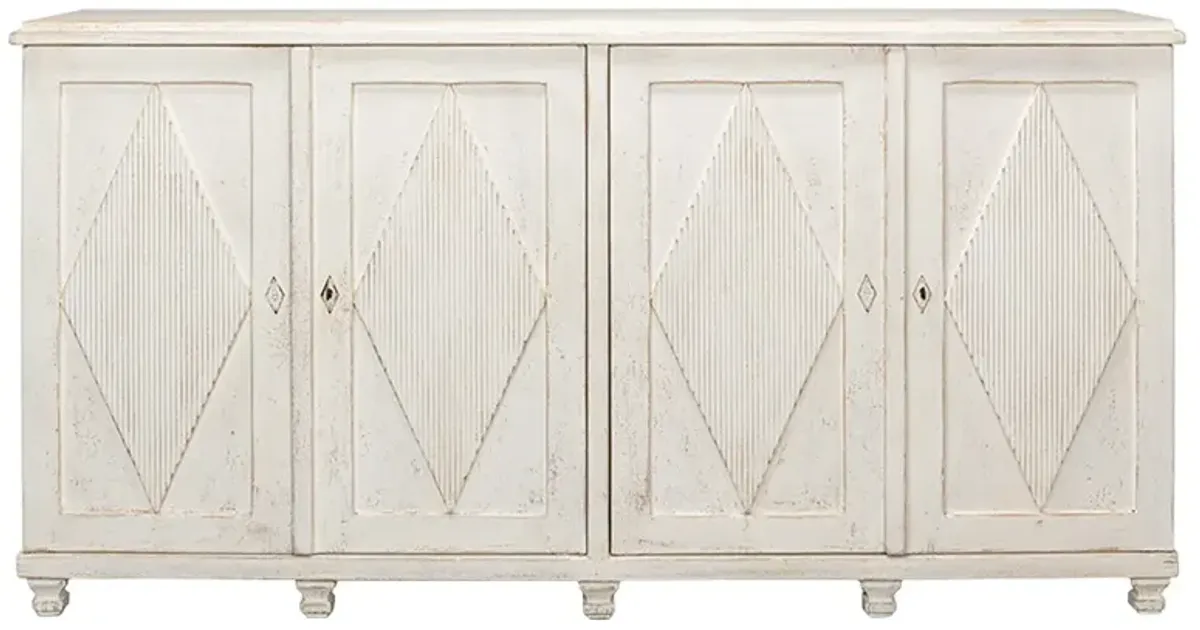Shelly Coastal Beach White Wash Wood Sideboard