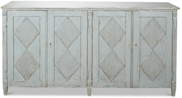Agatha French Country Blue Distressed Reclaimed Wood Door Sideboard