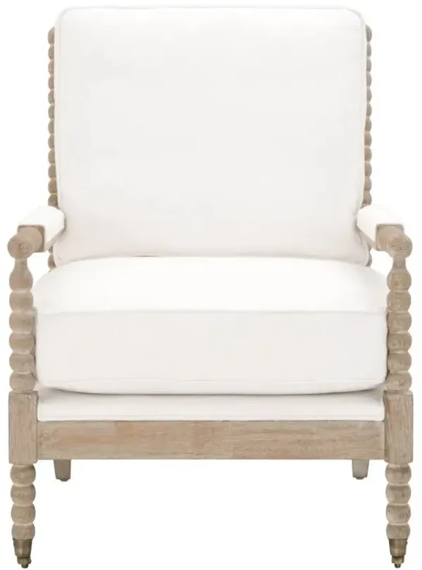 Charlize Modern Classic White Performance Oak Wood Club Arm Chair