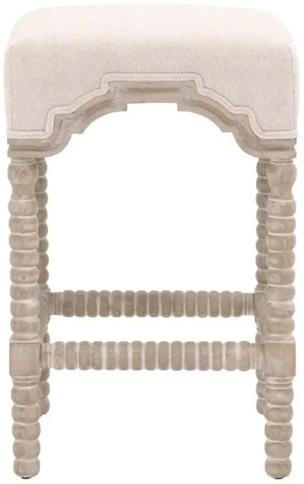 Christine French Country Beige Upholstered Natural Grey Wood Counter Stool