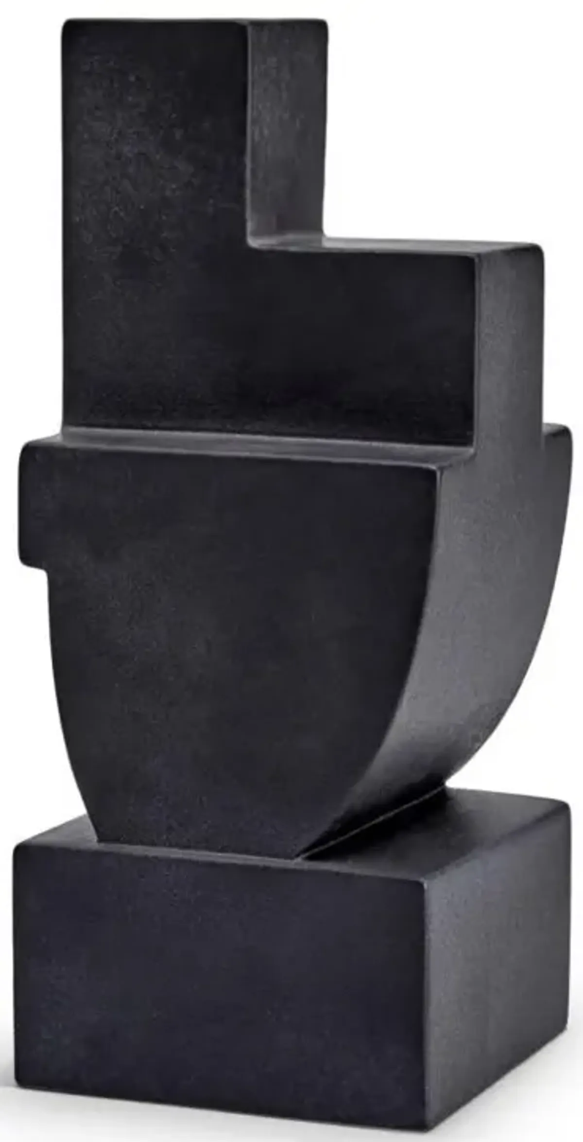 L'Objet Cubisme Industrial Loft Black Earthenware Textured Bookend Two