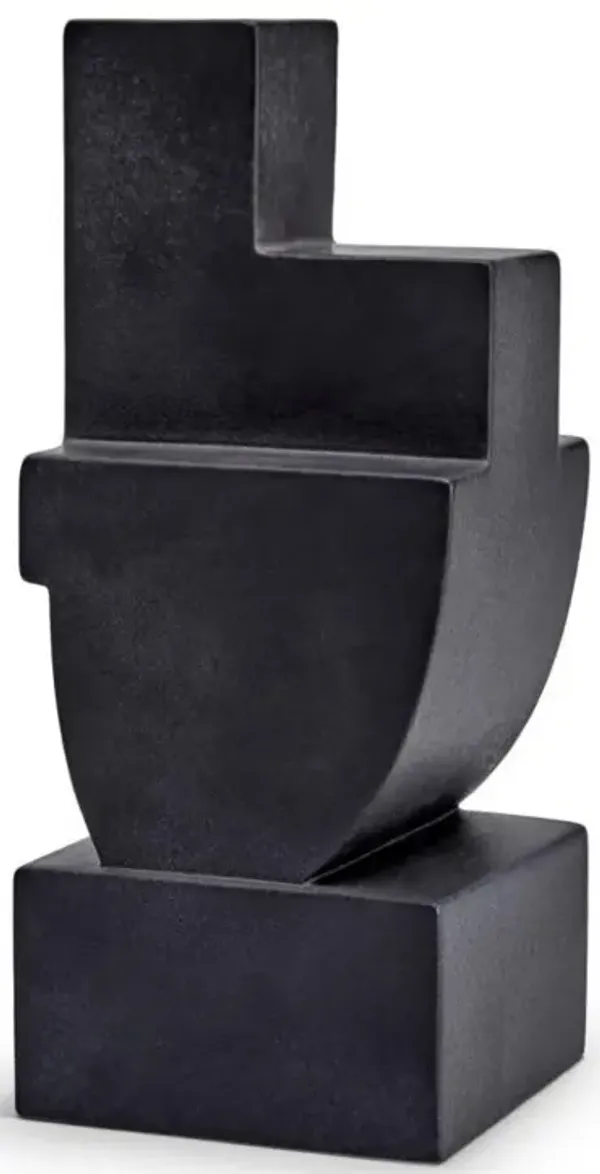 L'Objet Cubisme Industrial Loft Black Earthenware Textured Bookend Two