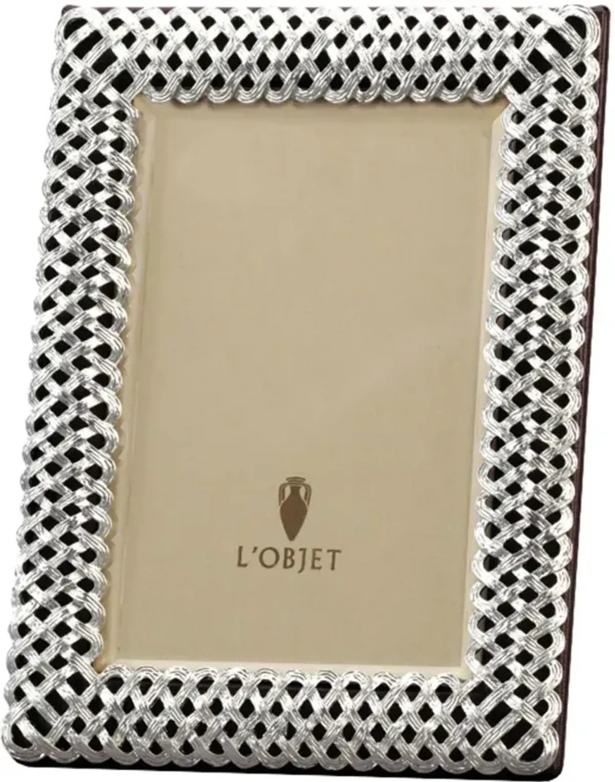 L'Objet Braid Regency Platinum Plated Beveled Glass Photo Frame - 5x7