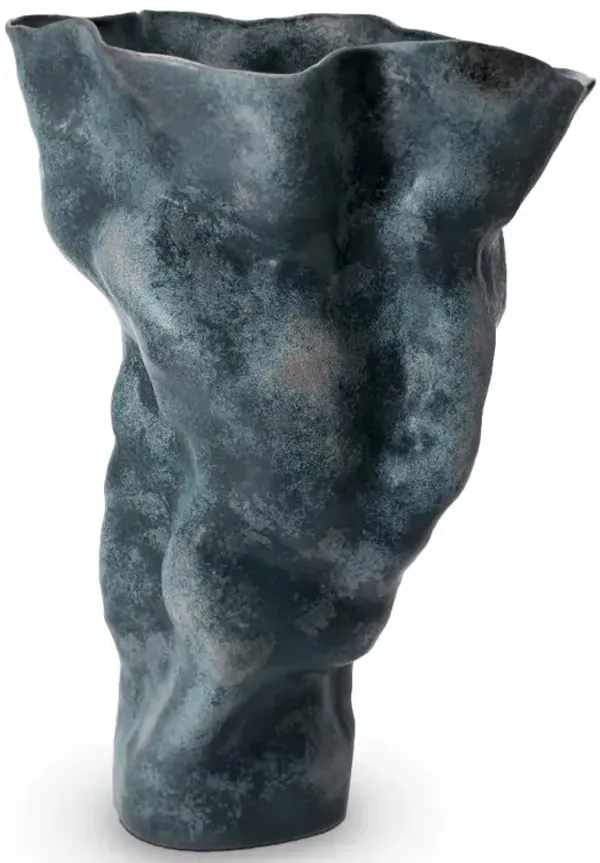 L'Objet Timna Industrial Loft Blue Porcelain Decorative Vase - Tall