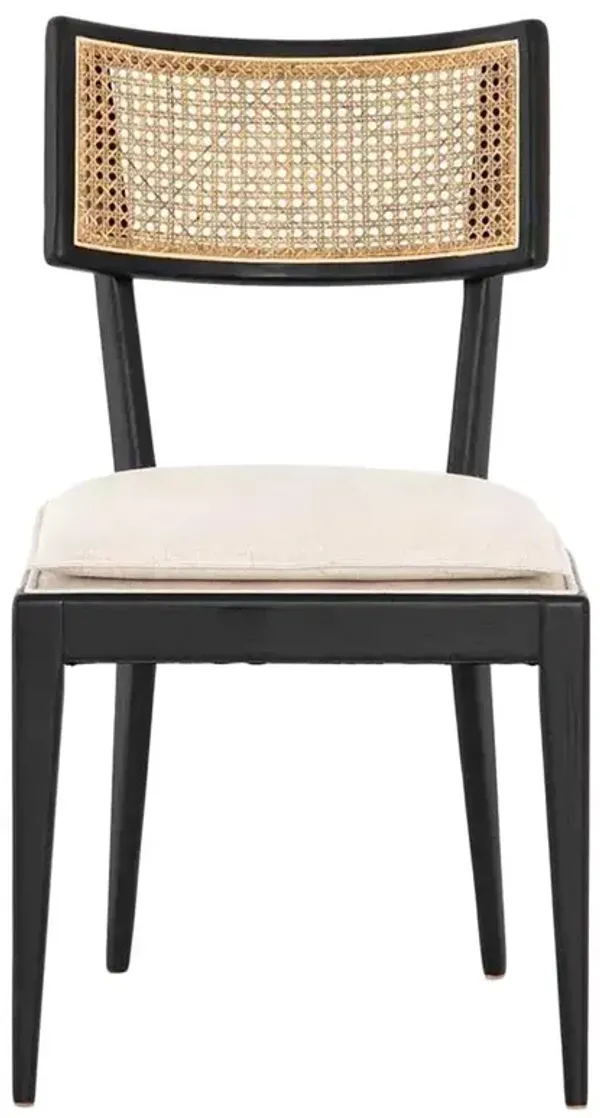 Tina Modern White Performance Upholstered Seat Black Cane Dining Chair