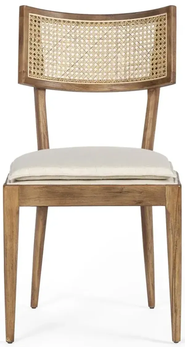 Tina Modern Beige Performance Upholstered Seat Brown Wood Cane Dining Chair