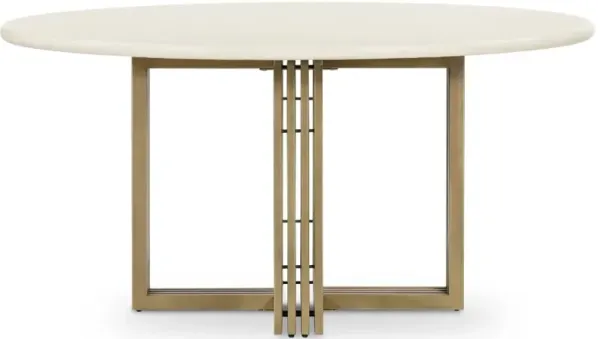 Arabella Modern Beige Concrete Tabletop Gold Steel Round Dining Table - 60"W