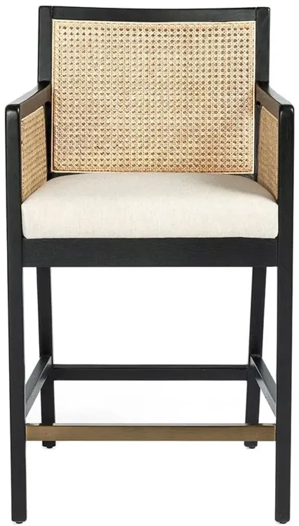 Annette Coastal Beach White Performance Ebony Oak Wood Counter Stool