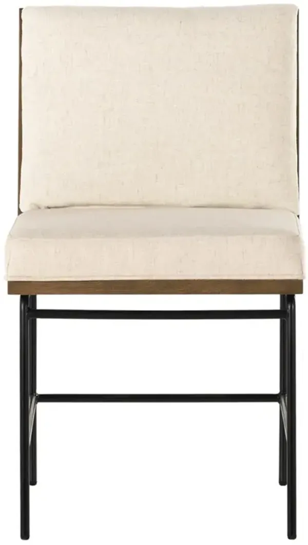 Inno Industrial Loft White Performance Brown Oak Black Iron Dining Side Chair