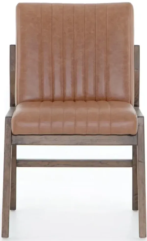 Ali Mid Century Modern Brown Leather Wood Dining Chair