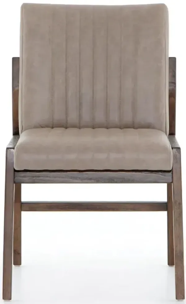 Ali Mid Century Modern Grey Leather Wood Dining Chair