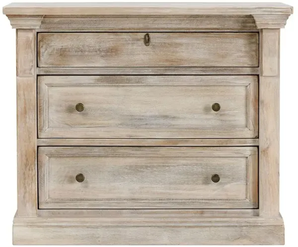 Melany French Country Natural White Wash Mango Wood Nightstand