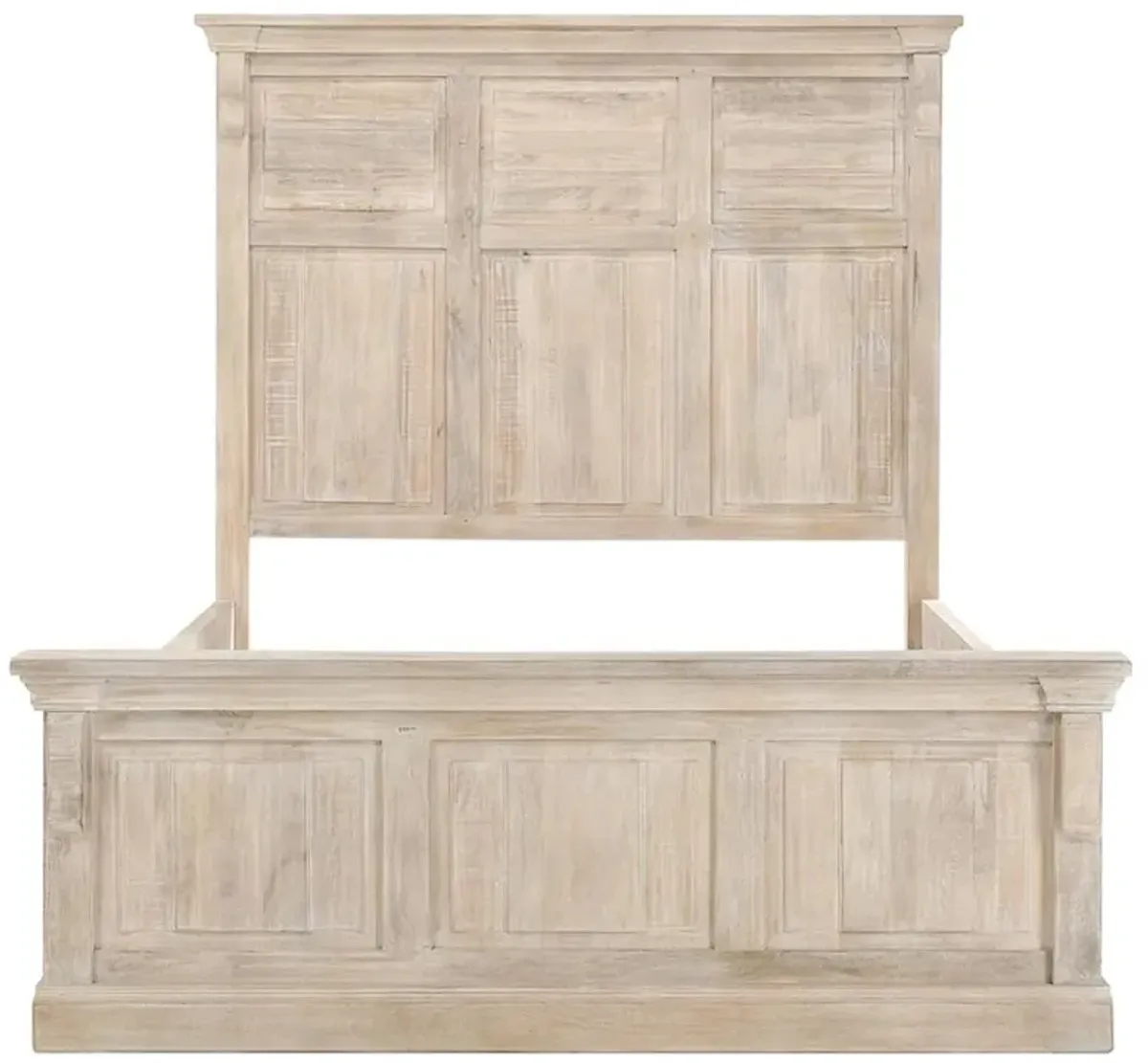 Melany French Country Natural White Wash Mango Wooden Bed - King