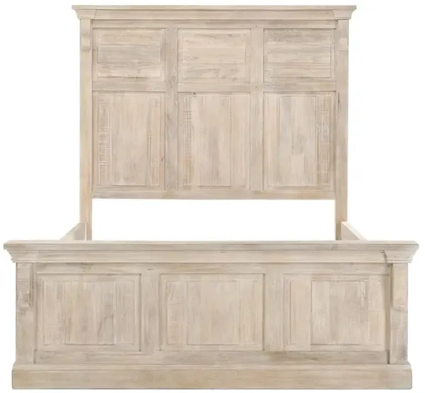Melany French Country Natural White Wash Mango Wooden Bed - Queen