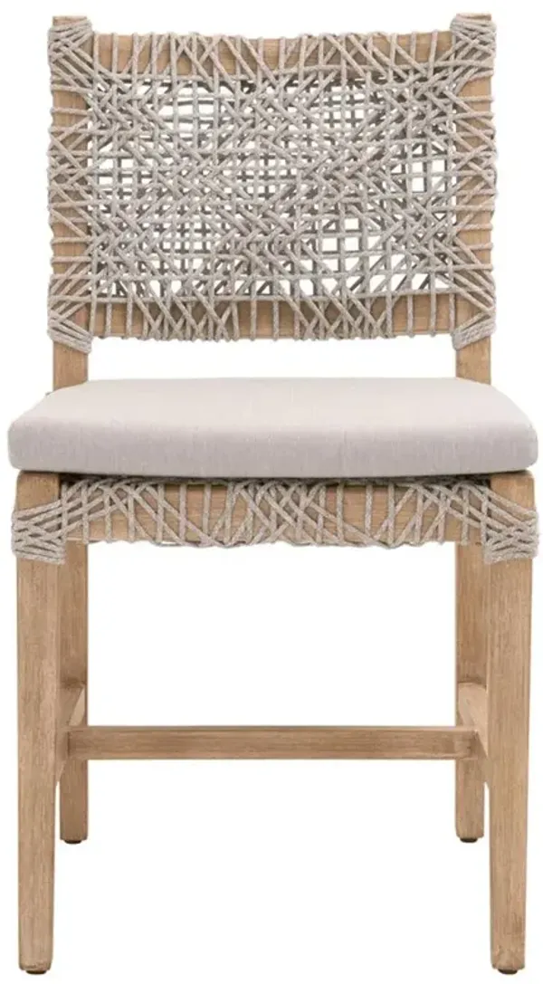 Kristoffer Coastal Beach Woven Rope Natural Grey Mahogany Dining Chair - Set of 2