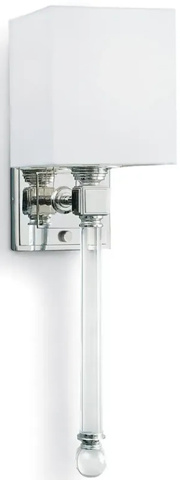Crystal Tail Hollywood Regency Polished Nickel Steel Wallchiere Sconce