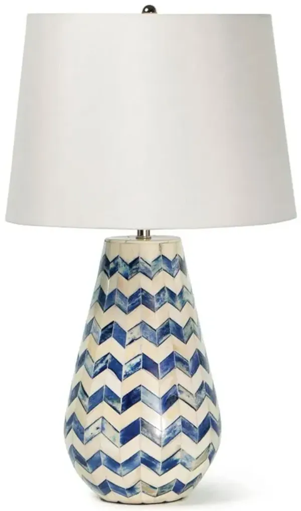 Cassia Blue Chevron Bone Table Lamp