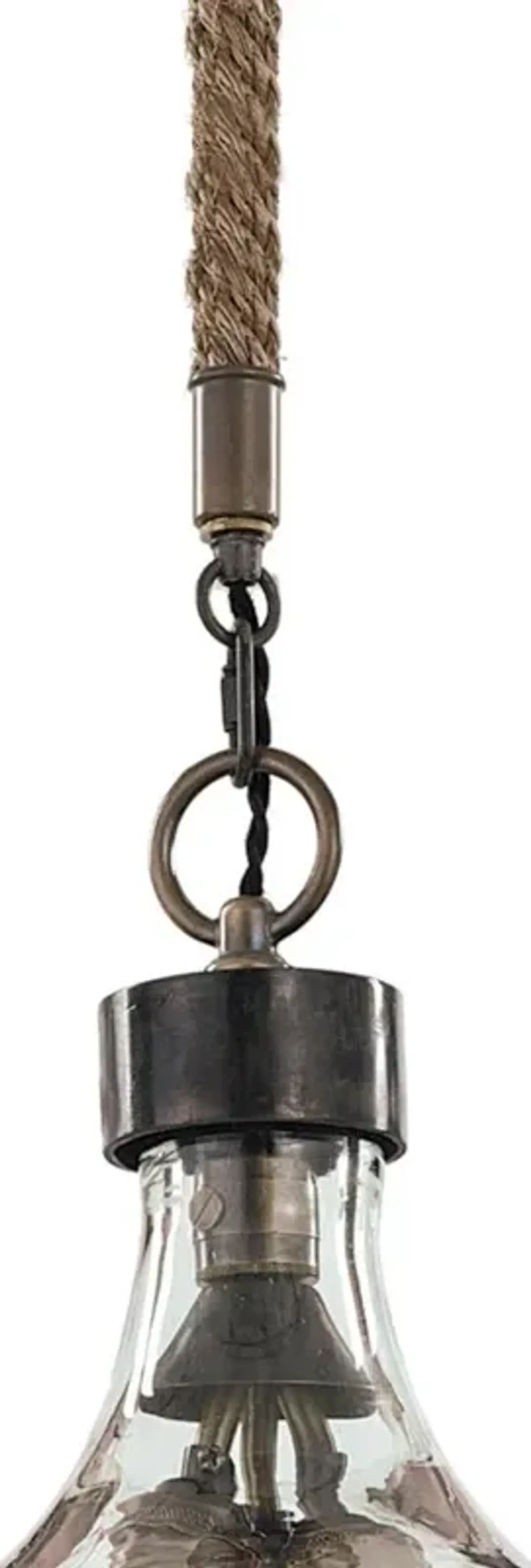 Demi John Industrial Loft Brown Jute Rope Glass Pendant - Large