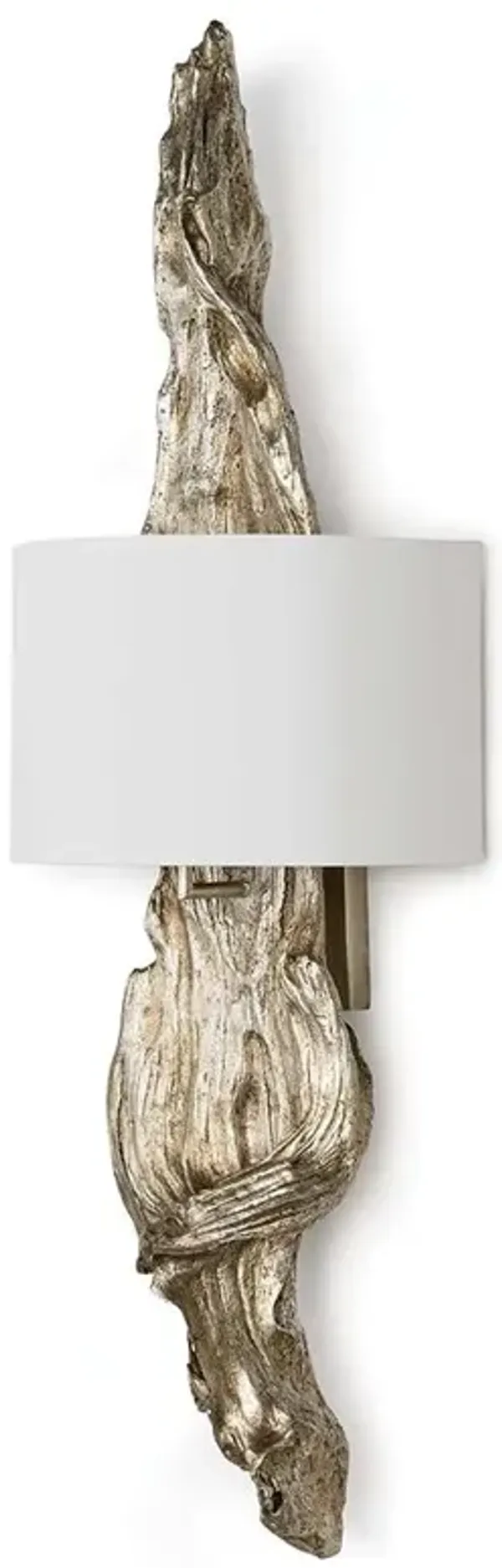 Driftwood French Country Antique Silver Leaf Resin Sconce
