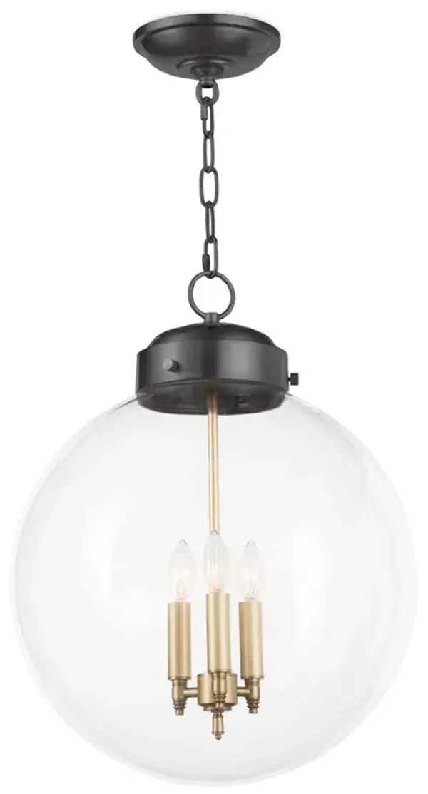 Globe French Glass Oil Rubbed Bronze Steel Pendant