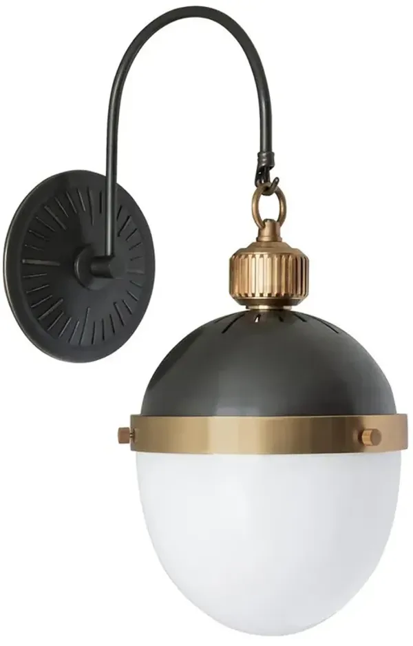 Otis Industrial Black Steel Natural Brass Accent Armed Sconce