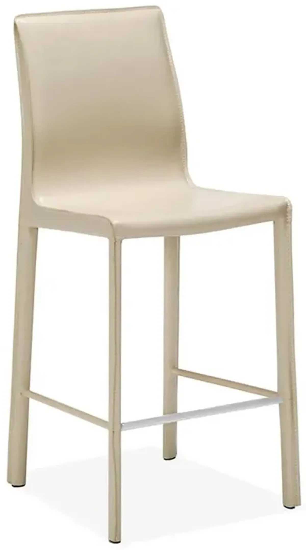 Jada Modern Classic Beige Leather Upholstered Iron Counter Stool