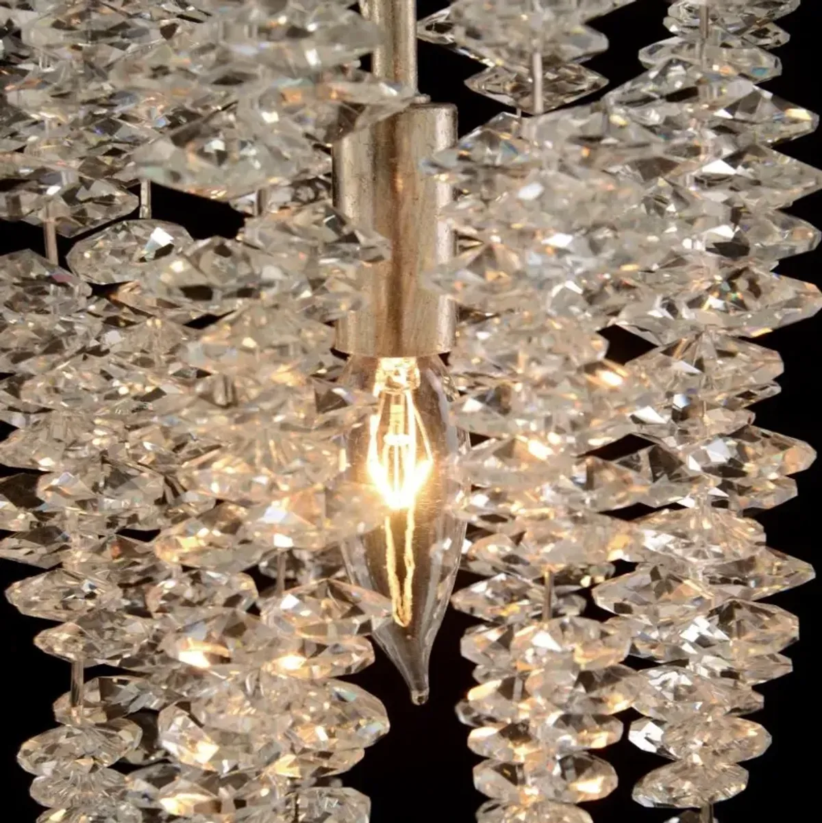 John-Richard Cascading Crystal Hollywood Regency Antique Silver Iron Drop Pendant