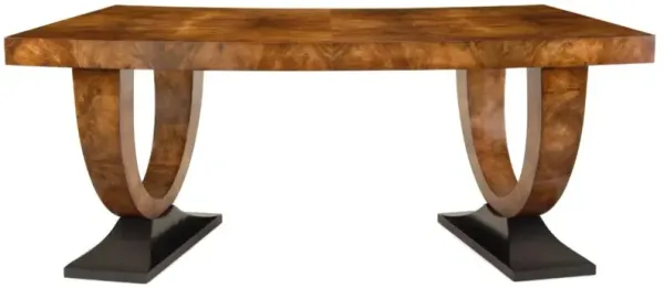 John-Richard Curved Modern Classic Brown Walnut Wood Desk