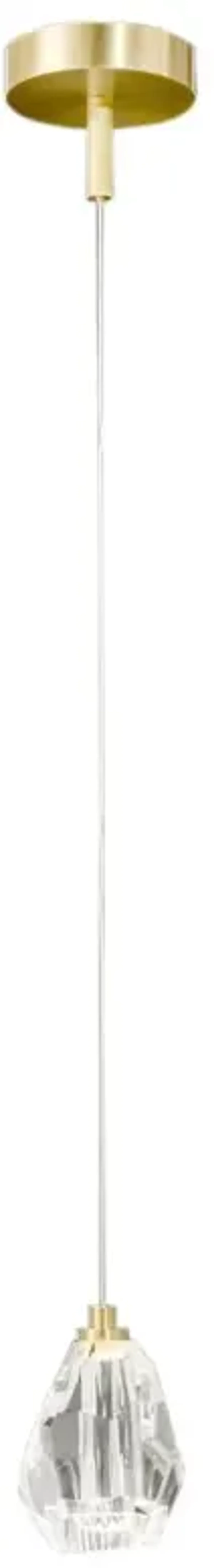 John-Richard Faceted Chunk Hollywood Regency Gold Metal Crystal Pendant