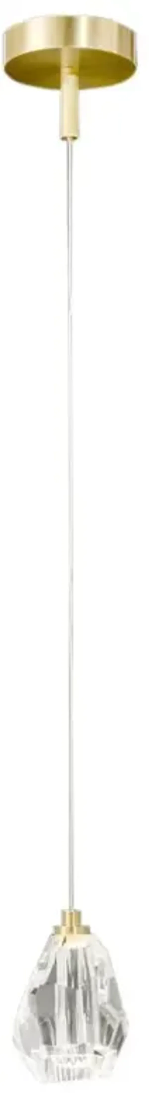 John-Richard Faceted Chunk Hollywood Regency Gold Metal Crystal Pendant