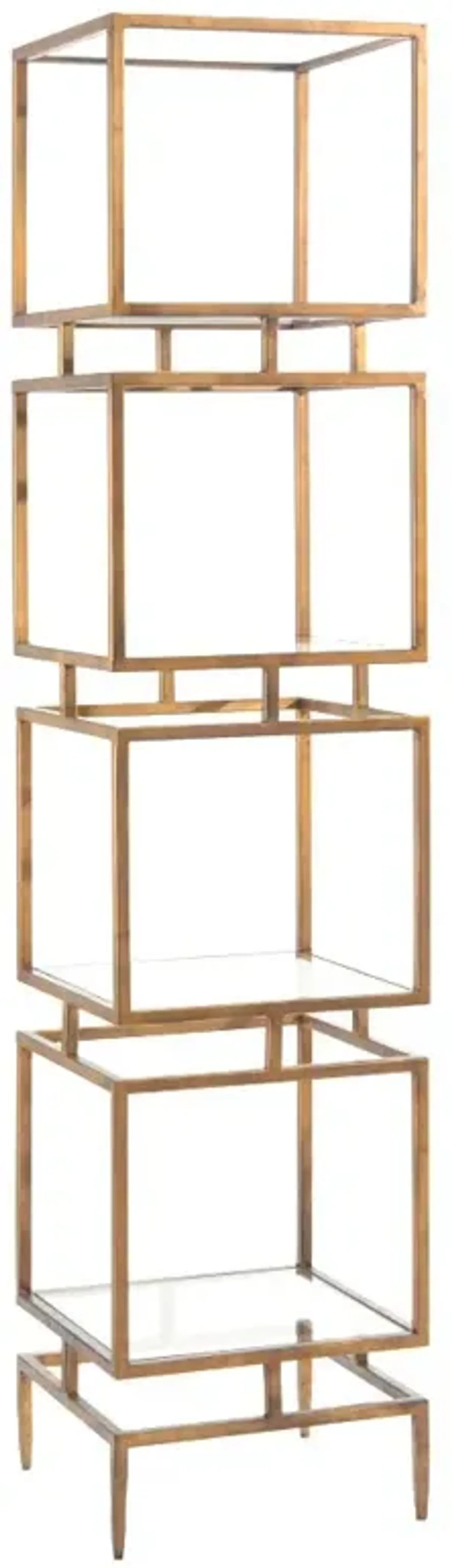 John-Richard Modernist Modern Classic Gold Metal Glass Etagere