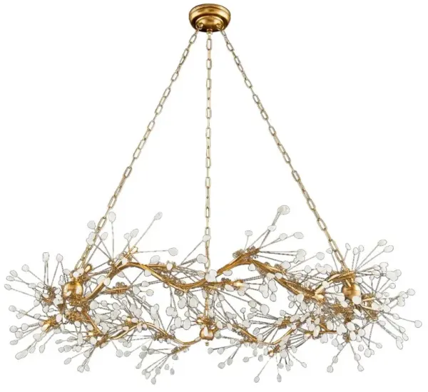 John-Richard Waving Quartz Hollywood Regency Gold Iron Crystal 12 Light Pendant