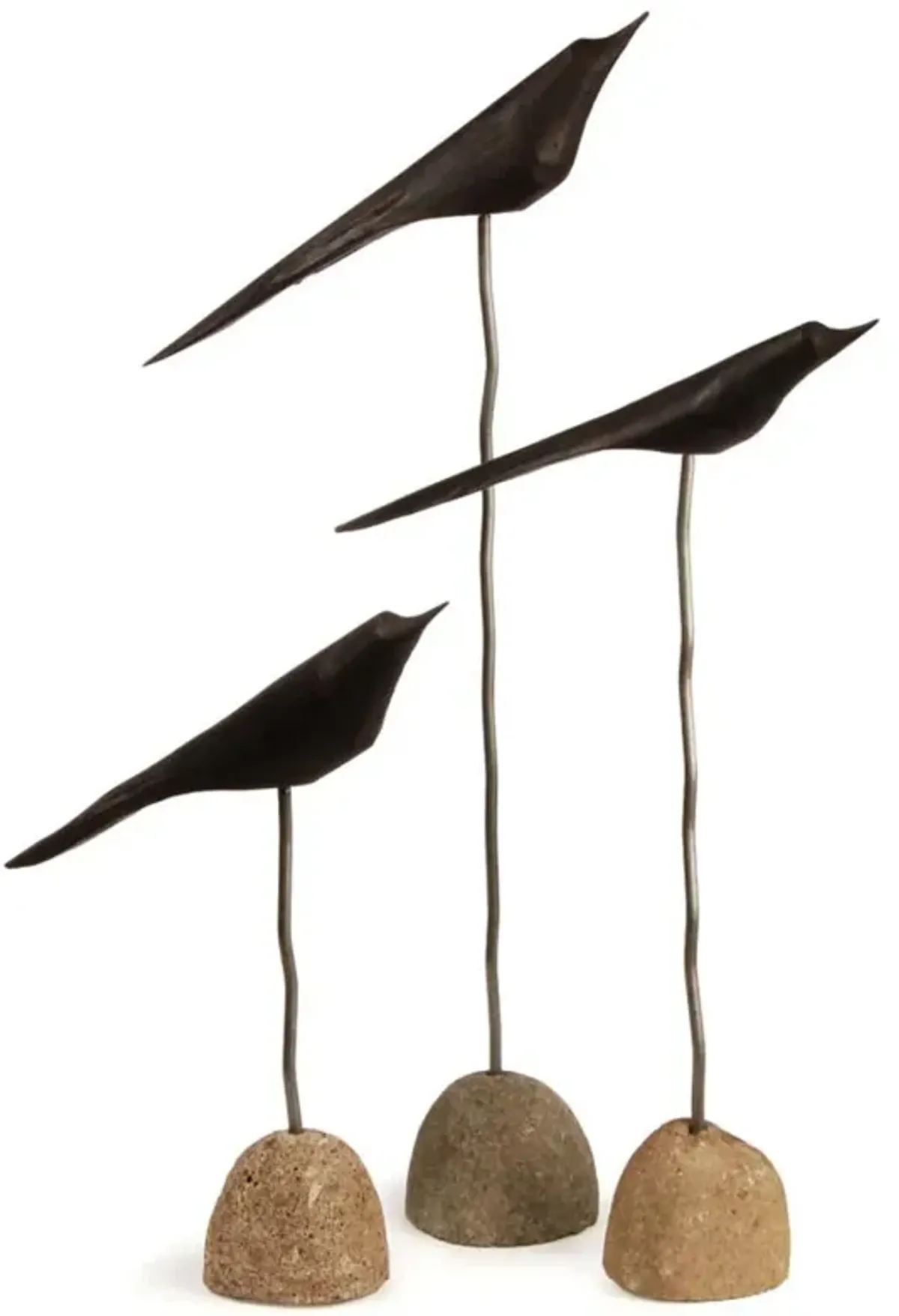 Farah Rustic Lodge Black Metal Gold Stone Flock - Set of 3