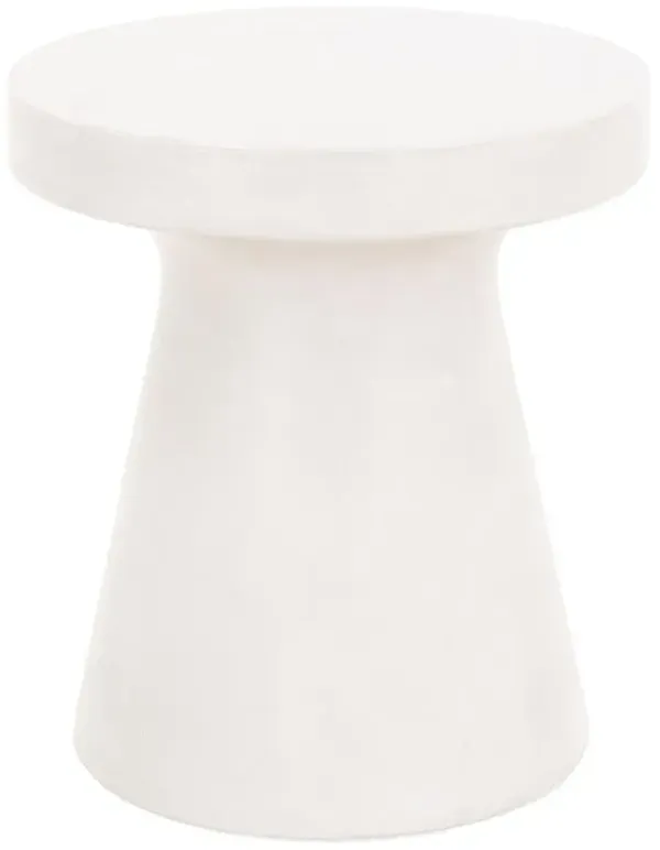 Emery Modern Classic White Concrete Round Pedestal Outdoor Accent Table