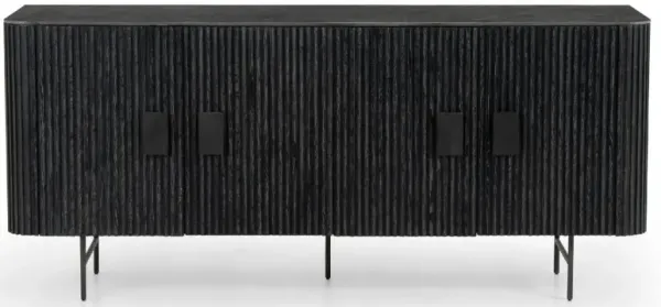 Love Mid Century Modern Black Oak Wood Black Iron Bluestone Sideboard