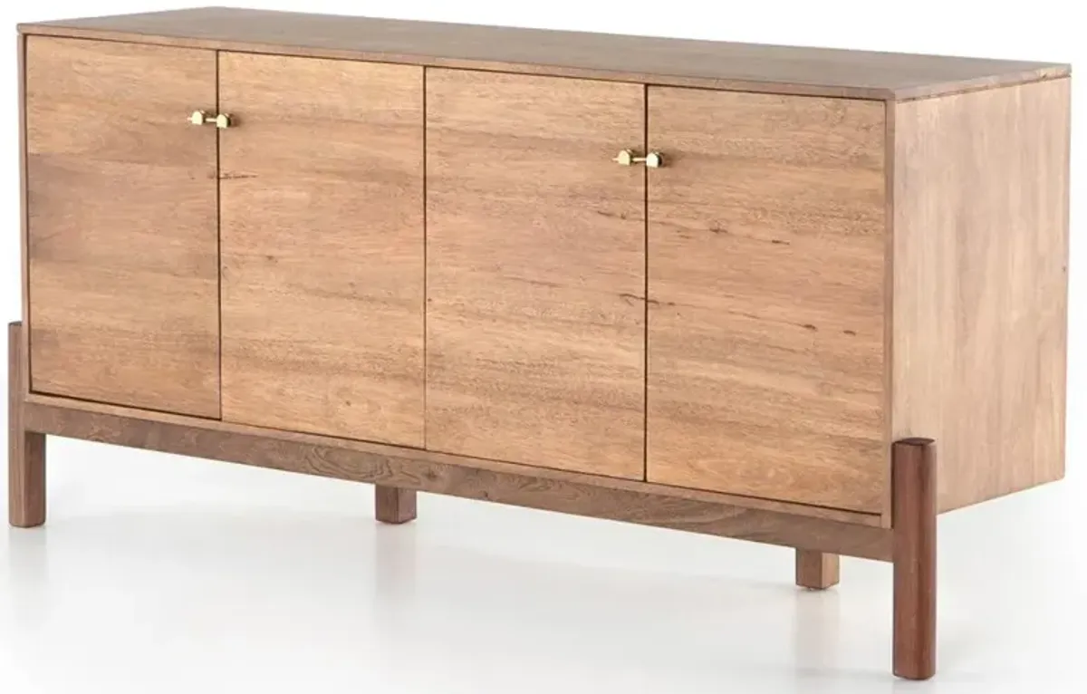 Rissa Mid Century Modern Brown Acacia Wood Sideboard