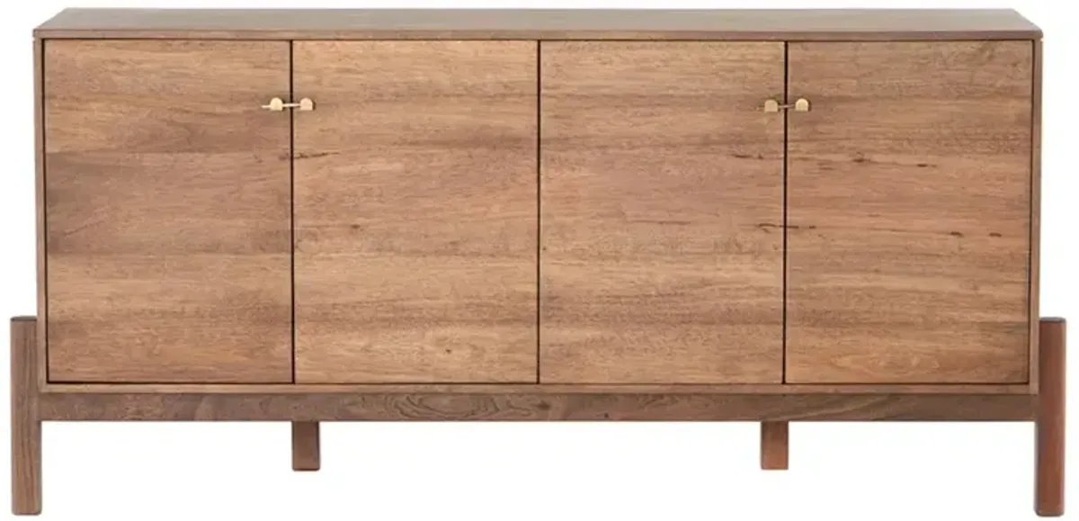 Rissa Mid Century Modern Brown Acacia Wood Sideboard