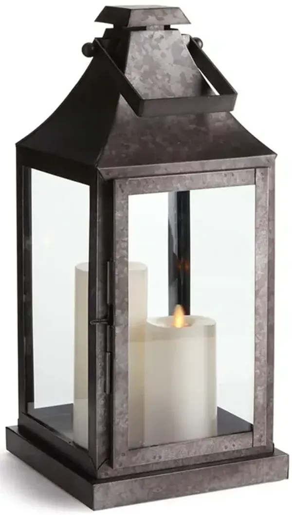Arlene Industrial Loft Clear Glass Black Metal Lantern Candleholder - Small