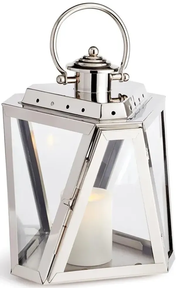 Seve Industrial Clear Glass Stainless Steel Frame Lantern Candleholder - Small