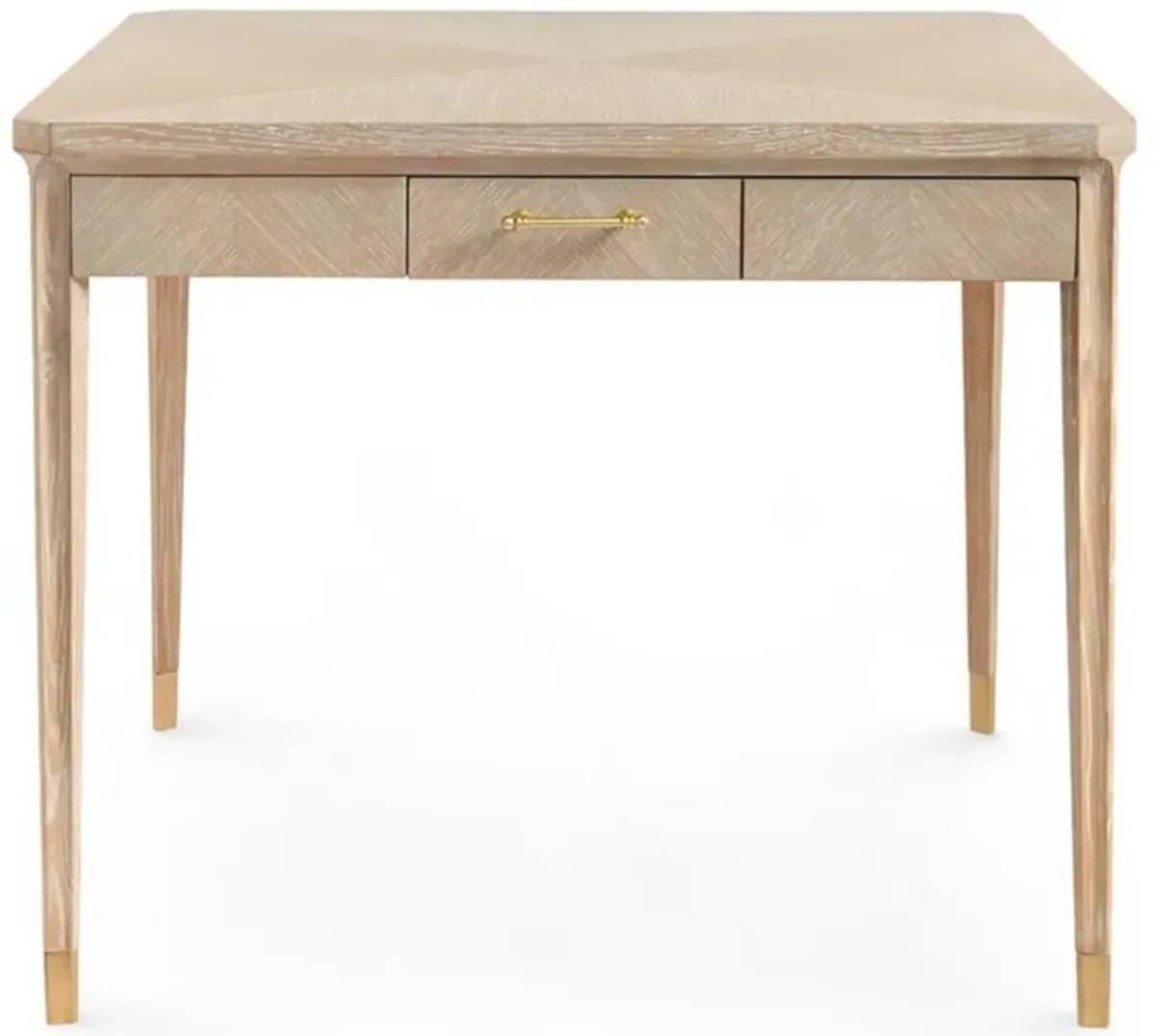 Bertram Coastal Bleached Sand Oak Brass Accent Game Table