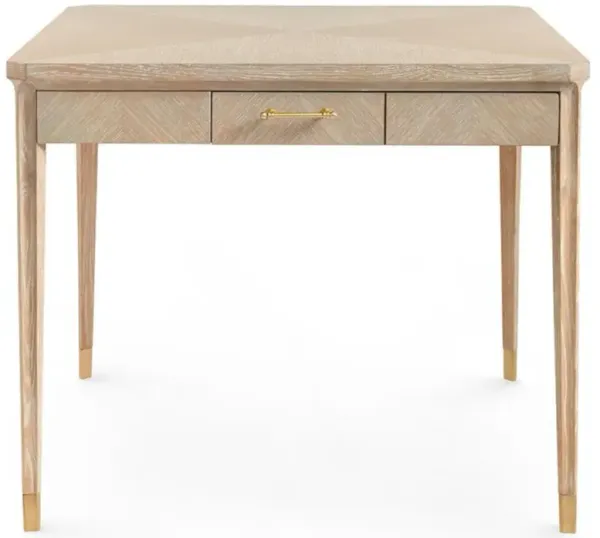 Bertram Coastal Bleached Sand Oak Brass Accent Game Table