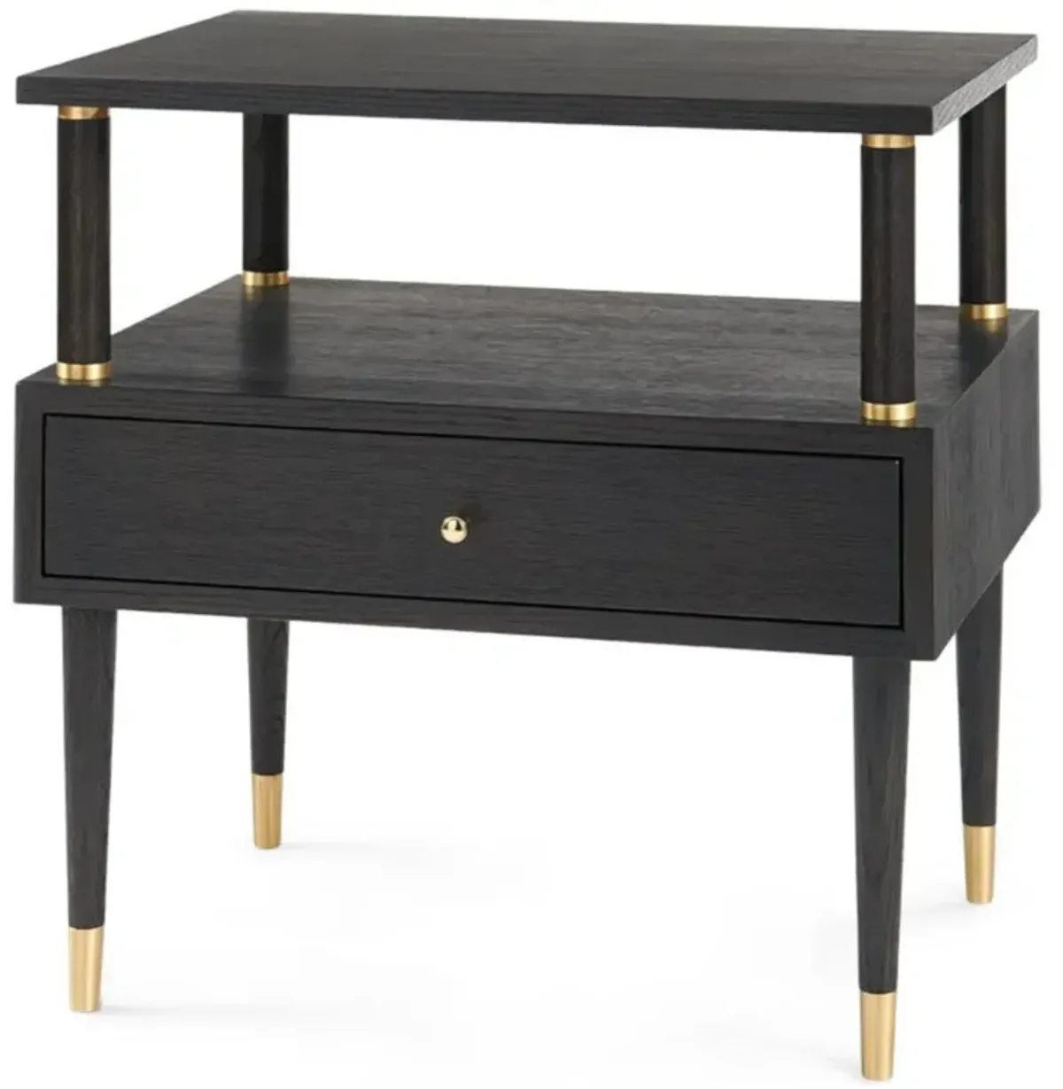 Gabriel Classic Gold Accent Dark Brown Oak Wood Nightstand